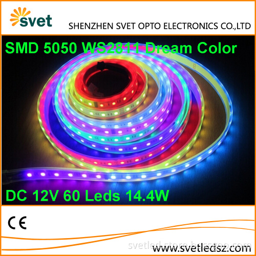 Programmable Dimmer RGB Led Strip Light DC 12V SMD 5050 WS2811 5M 60 Leds / M